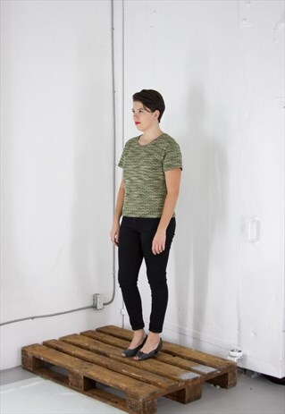 ON SALE VINTAGE SHORT SLEEVE METALLIC TSHIRT FOR LADIES