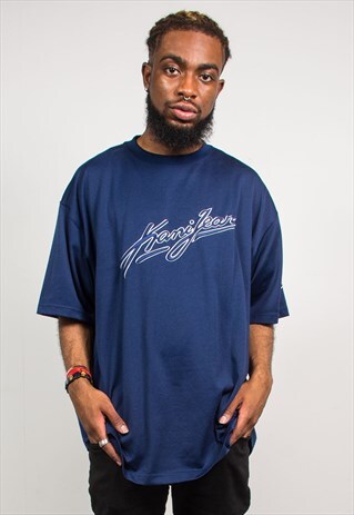 VINTAGE 90'S CLASSIC KARL KANI JEANS NAVY BLUE T-SHIRT