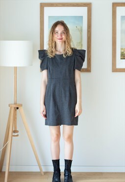 Grey exaggerated shoulders dress