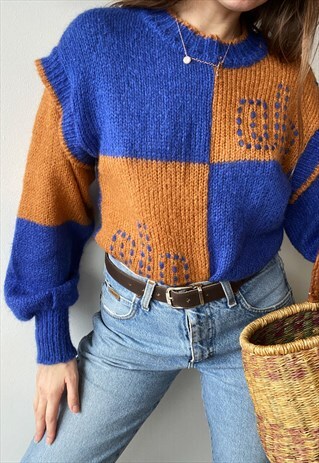 VINTAGE 60S MILKMAID KNIT MOD ABSTRACT PATTERN JUMPER BOHO