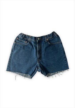 Reworked Vintage high waisted Levi denim shorts blue