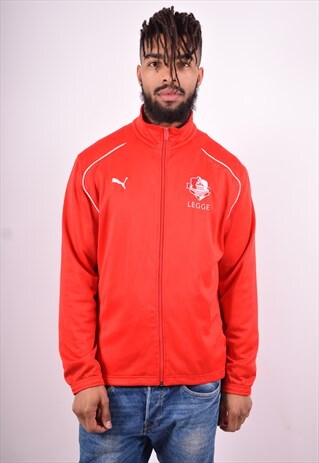 PUMA MENS VINTAGE TRACKSUIT TOP JACKET MEDIUM RED 90'S