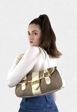 Womens Fendi handbag beige brown zucca print bag