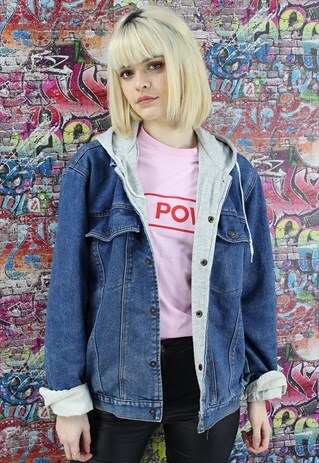 VINTAGE 80S MID BLUE BLANKET LINED DENIM JACKET. UNISEX.