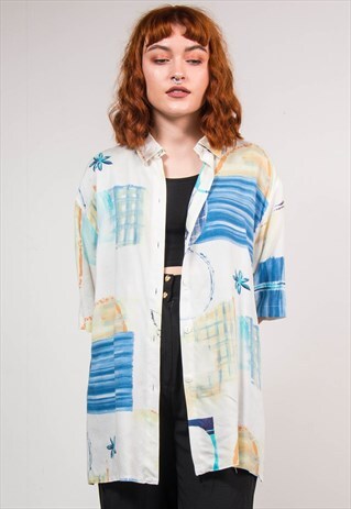 VINTAGE 90'S ABSTRACT SUNSET OVERSIZE SHORT SLEEVE SHIRT