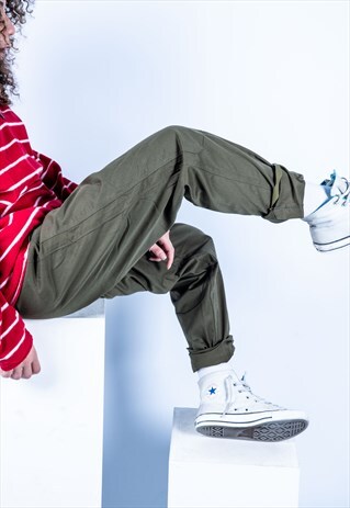 VINTAGE COMBAT TROUSERS IN KHAKI GREEN
