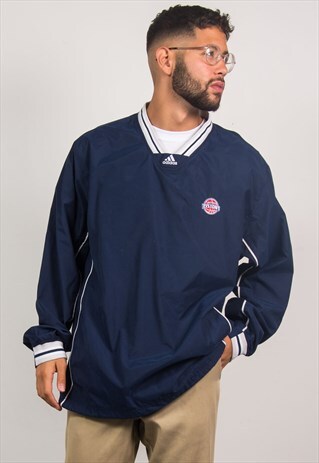 ADIDAS PULL OVER WINDBREAKER JACKET NBA DETROIT PISTONS