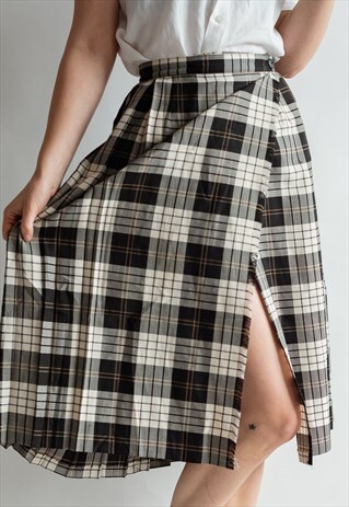 VINTAGE 80S MIDI WRAP CHECKERED SKIRT