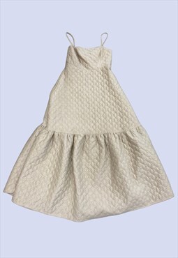 Cream Soft Touch Quilted Strappy Smock Maxi Dress