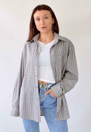 VINTAGE 80S 90S CHECK PLAID MEDIUM MENS SHIRT