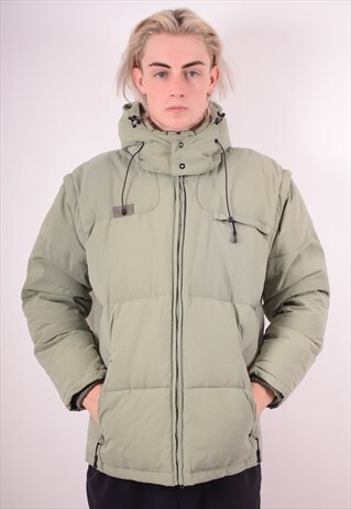 FILA MENS VINTAGE PADDED JACKET MEDIUM GREEN 90S