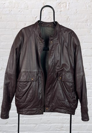 VINTAGE GENUINE LEATHER JACKET BROWN ST. MICHAEL MEDIUM