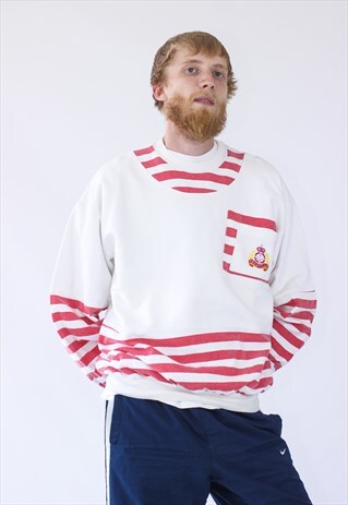 80S VINTAGE MENS YACHTING CLUB BIG LOGO SWEATSHIRT CREW NECK
