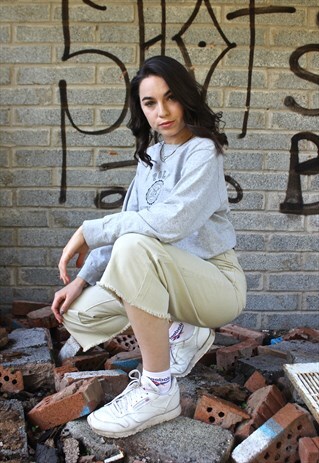 90'S RETRO RARE GREY LONG SLEEVED TOP