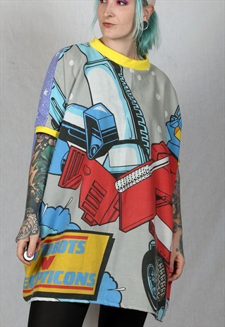TRANSFORMERS AUTOBOT 90S HANDMADE OVERSIZED TSHIRT DRESS