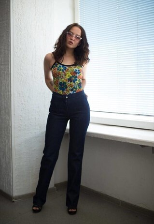 VINTAGE NAVY STRAIGHT HIGH WAISTED JEANS