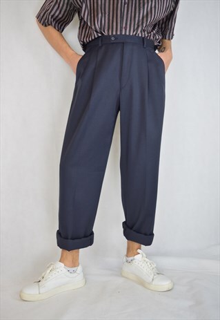 VINTAGE DARK BLUE CLASSIC STRAIGHT TROUSERS