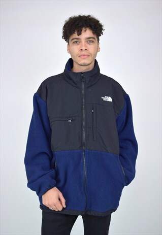 VINTAGE 90'S THE NORTH FACE BLACK & BLUE FLEECE JACKET