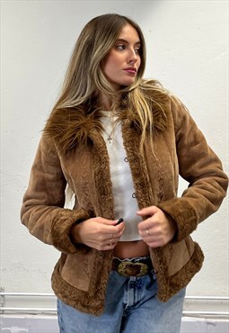 Vintage Y2k Suede Afghan Faux Fur Coat