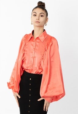 Oversized Sleeves Shirt in Orange colour