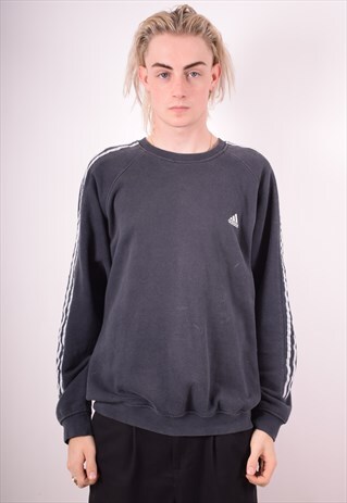 ADIDAS MENS VINTAGE SWEATSHIRT JUMPER XL GREY 90S