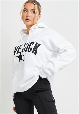 justyouroutfit White Love Sick Slogan Print Hoodie