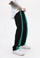 STRIPED PANTS WIDE ZIP TWO COLOR JOGGERS IN BLACK GREEN