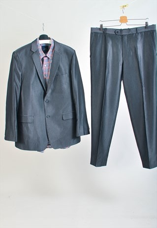 Vintage 00s striped suit in silver