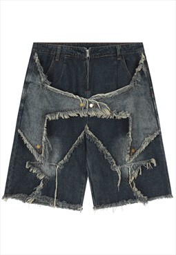 Distressed denim shorts premium jean star pants vintage blue