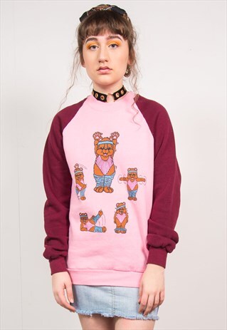 VINTAGE 90'S PINK WORK OUT BEAR SWEATSHIRT