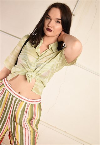 Y2K RETRO MONOCHROME SHEER FESTIVAL SHIRT TOP