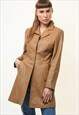 80S VINTAGE LEATHER BROWN TRENCH OUTWEAR AUTUMN COAT 4668
