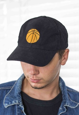 VINTAGE BASKETBALL LOGO BASEBALL CAP HAT 90S X 2.7