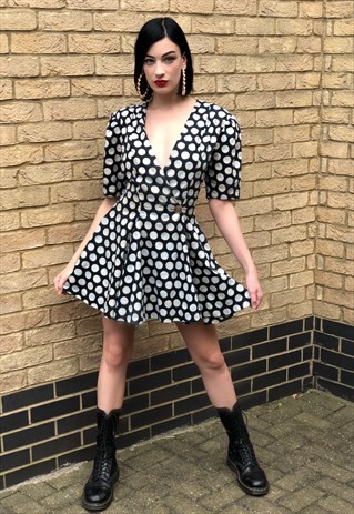 GRUNGE GIRLY- SPOTTY 80S / 90S MINI DRESS