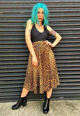 VINTAGE LEOPARD PRINT WRAP AROUND MIDI SKIRT
