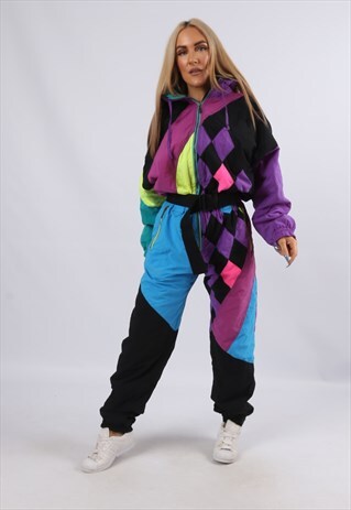 VINTAGE FULL SKI SUIT SPORTS SNOW TALL UK 14 L (YBF)
