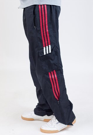 VINTAGE 90S ADIDAS BLACK TRACKSUIT BOTTOMS