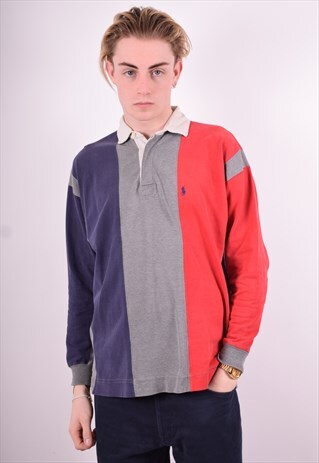 POLO RALPH LAUREN MENS VINTAGE POLO SHIRT LONG SLEEVE 90'S