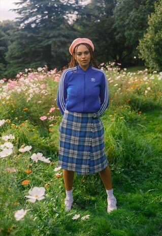 Vintage 80's 90's Blue tartan kilt skirt
