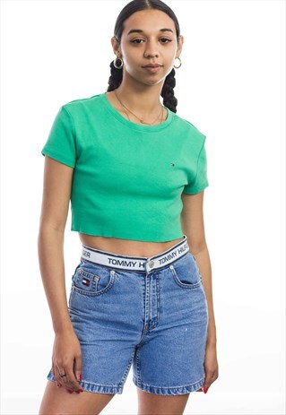 VINTAGE TOMMY HILFIGER LOGO REWORKED CROP TOP 90S M 3.5