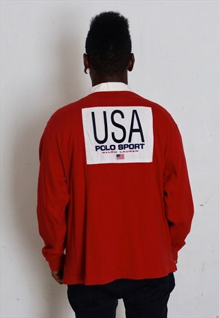 VINTAGE RARE POLO SPORT USA K-SWISS RUGBY LARGE