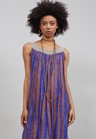 VINTAGE 90'S PURPLE FESTIVAL INDIAN COTTON DRESS