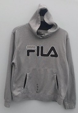 Retro Fila y2k grey embroidered hoodie small 