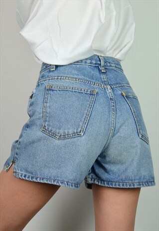 VINTAGE 90S DENIM BLUE HIGH WAISTED SHORTS