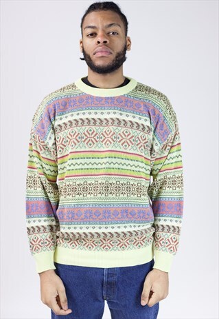 VINTAGE 90S PATTERNED KNIT JUMPER