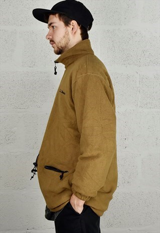 UNISEX 90S BEIGE & NAVY REVERSIBLE L.L.BEAN FLEECE JACKET
