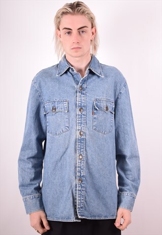 LEVI'S MENS VINTAGE DENM SHIRT LARGE BLUE 90S
