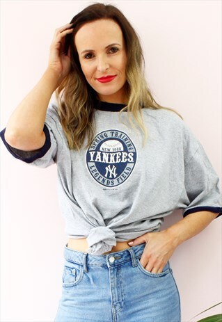 VINTAGE 90'S PRINTED SLOGAN 'YANKEES' T-SHIRT TANK TOP