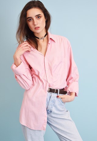 90'S BOYFRIEND'S PINK PATTERNED OVERSIZED DESIGNER SHIRT