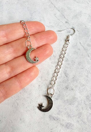 CELESTIAL MOON DROP CHAIN EARRINGS